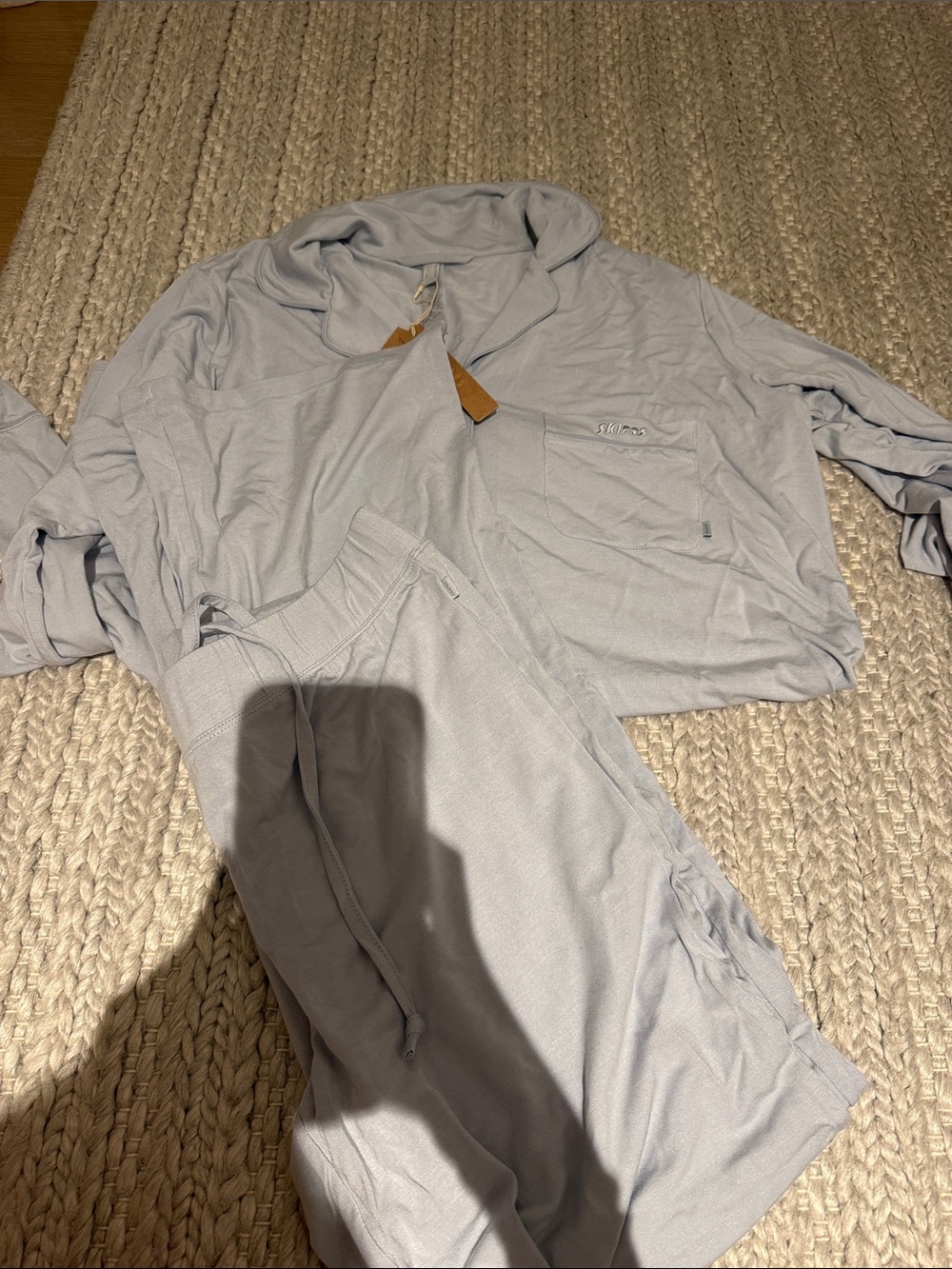 SKIMS Light Gray Lounge Pajama Set - Top & Drawstring Pants